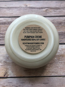 Velvet Whiskey Candle Company Pumpkin Creme 10oz Handpoured Soy Candle