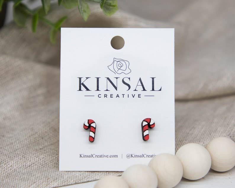 Candy Cane Stud Earrings