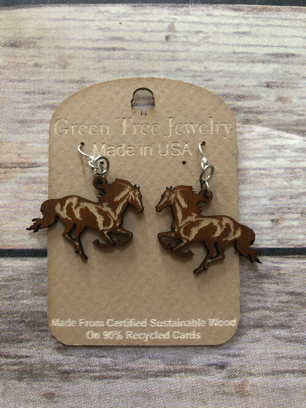 Green Tree Jewelry Running Horse Earrings