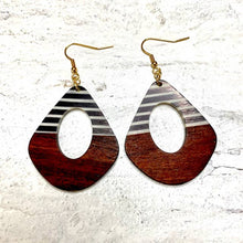 Load image into Gallery viewer, Wood and Resin Stripe Earrings