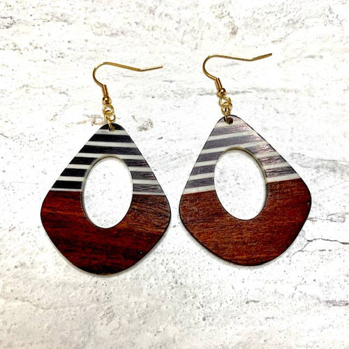 Wood and Resin Stripe Earrings