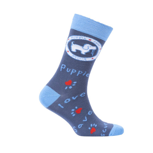 Puppie Love Blue Logo Pup-Youth Crew Socks
