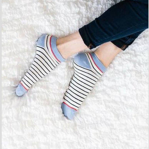 Woven Pear French Stripe Shorty Socks