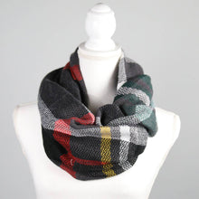 Load image into Gallery viewer, Infinity Scarf Charcoal Red Green