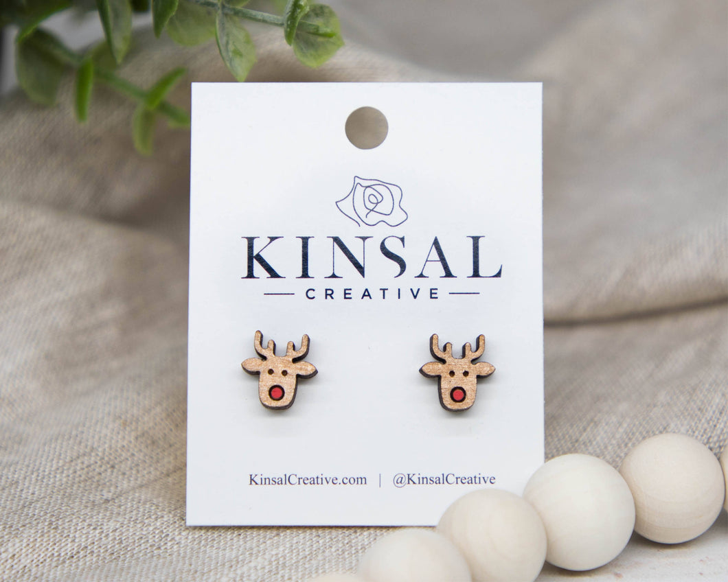 Red Nosed Reindeer Stud Earrings