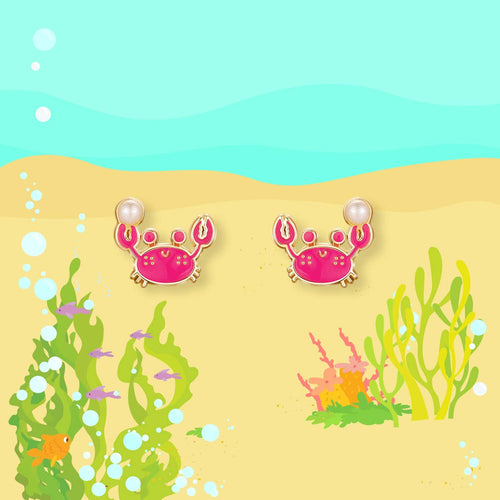 Happy Crab Cutie Stud Earrings