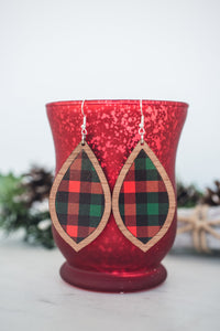 Christmas Plaid Inset Dangle Earrings