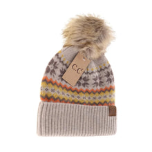 Load image into Gallery viewer, Fair Isle Print C.C Beanie Hat - Beige