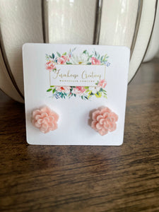 Succulent Earrings Matte Nude Blush Pink