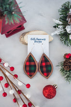 Load image into Gallery viewer, Christmas Plaid Inset Dangle Earrings