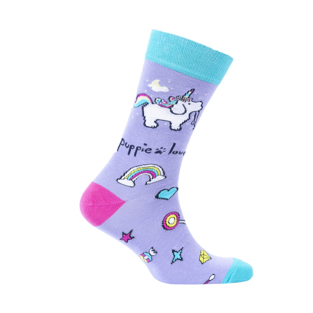 Puppie Love Youth Crew Sock Unicorn Pup