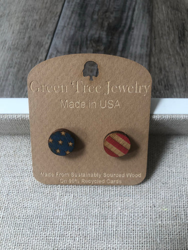 Green Tree Jewelry American Flag Patriotic Earrings