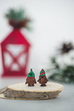 Load image into Gallery viewer, Christmas Gnome Wood Stud Earrings