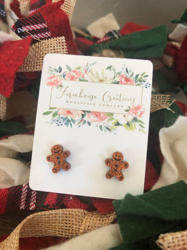 Gingerbread Acrylic Stud Earrings