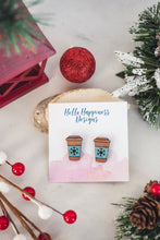 Load image into Gallery viewer, Winter Coffee Wood Stud Earrings