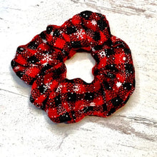 Load image into Gallery viewer, Buffalo Plaid Snowflake Scrunchie