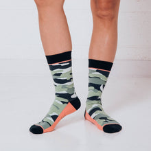 Load image into Gallery viewer, Woven Pear Camo Crew Sock