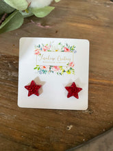 Load image into Gallery viewer, Red Star Spangled Earrings