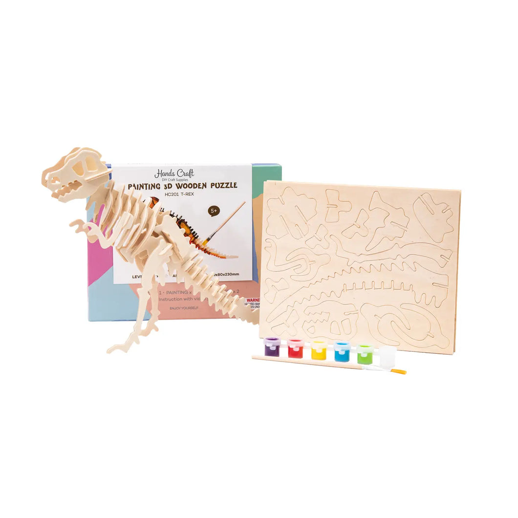 3D Puzzle with Paint Kit - T Rex Dinosaur