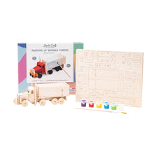 Load image into Gallery viewer, 3D Wooden Puzzle Paint Kit-Tractor Trailer Truck