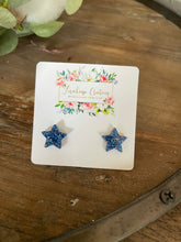 Load image into Gallery viewer, Blue Star Spangled Earrings