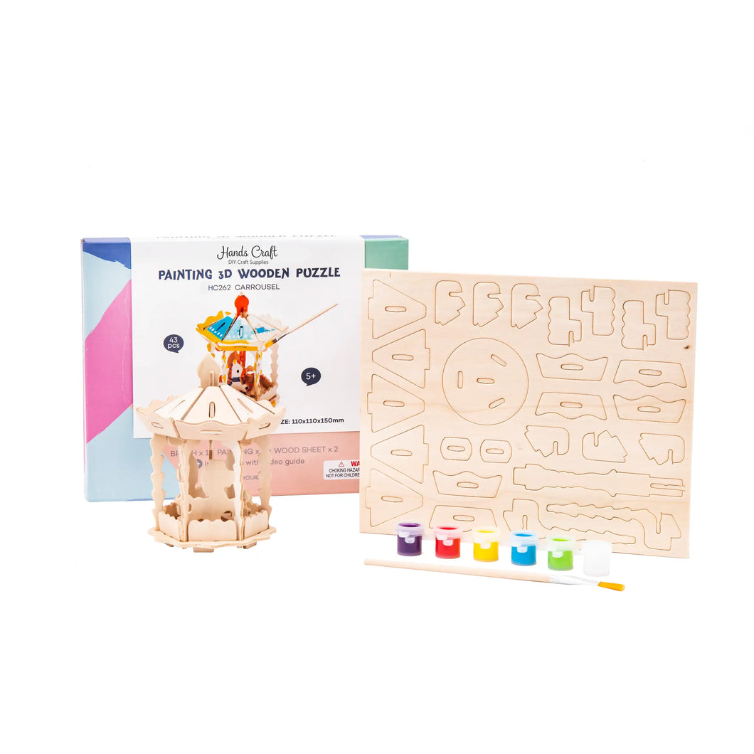 3D Wooden Puzzle Paint Kit - Carrousel