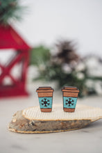 Load image into Gallery viewer, Winter Coffee Wood Stud Earrings