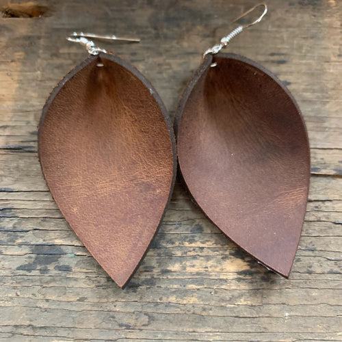 Brown Rustic Nubuck Leather Earrings