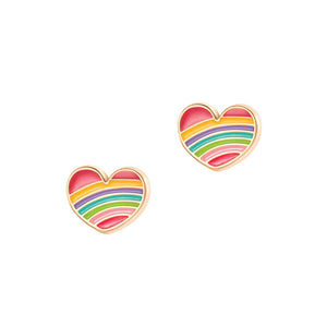 Rainbow Heart Cutie Stud Earrings