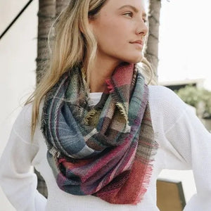 Multicolor Plaid Infinity Scarf