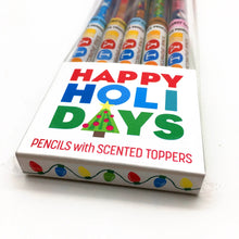 Load image into Gallery viewer, Happy Holidays Scented Pencil Toppers 5 Pack