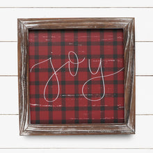 Load image into Gallery viewer, Joy Plaid Wood Sign 8x8