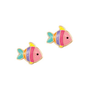 Glitter Rainbow Fish Cutie Stud Earrings