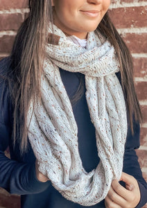 Flecked CC Infinity Scarf - Ivory