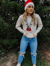 Load image into Gallery viewer, Merry Christmas Reindeer Long Sleeve Tee