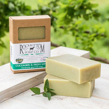 Load image into Gallery viewer, Rock Bottom Soap Co. Cucumber &amp; Fresh Mint handmade goat milk soap