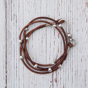 Double Leather Hook Wrap-Brown