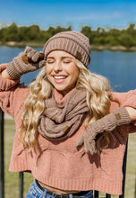 Load image into Gallery viewer, Solid Cable Knit CC Infinity Scarf - Coco Berry