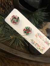 Load image into Gallery viewer, Christmas Splatter Rose Earrings