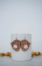 Load image into Gallery viewer, Baseball Ball &amp; Glove Dangle Earrings