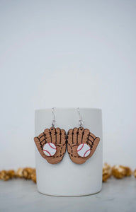 Baseball Ball & Glove Dangle Earrings