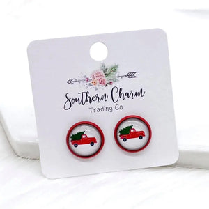 Christmas Truck & Tree Stud Earrings