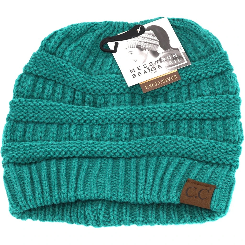 C.C. Solid Classic Beanie Tail- Seagreen