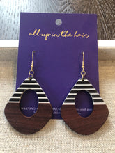 Load image into Gallery viewer, Wood and Resin Stripe Earrings