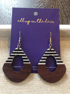 Wood and Resin Stripe Earrings