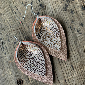 Rose Gold Pebble Leather Earrings