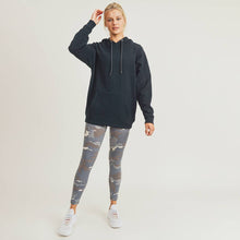 Load image into Gallery viewer, Longline Hoodie Pullover with Yoke Accent-Black