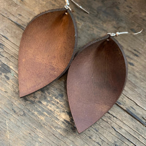 Brown Rustic Nubuck Leather Earrings