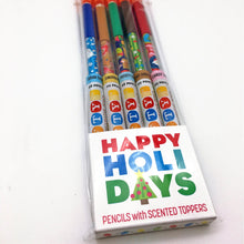 Load image into Gallery viewer, Happy Holidays Scented Pencil Toppers 5 Pack