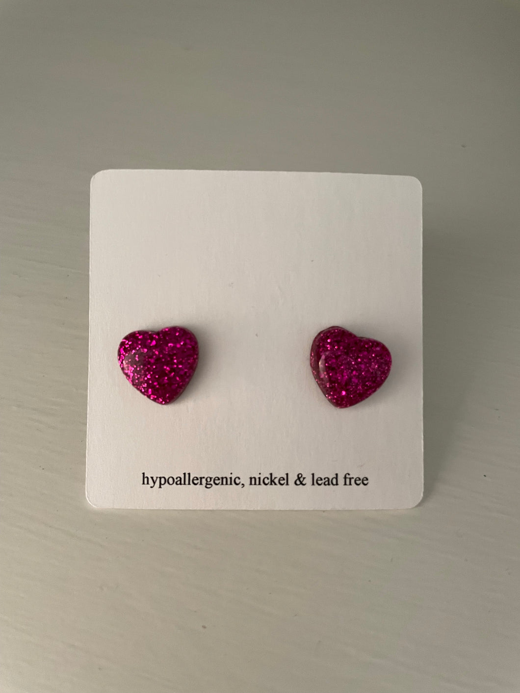 Purple Glitter Heart Earrings